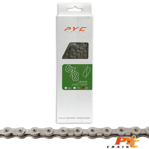 440308.01 P.Y.C. Bicycle chain 8 speed 1/2 x 3/32 Inch - 116L - 7.1 mm