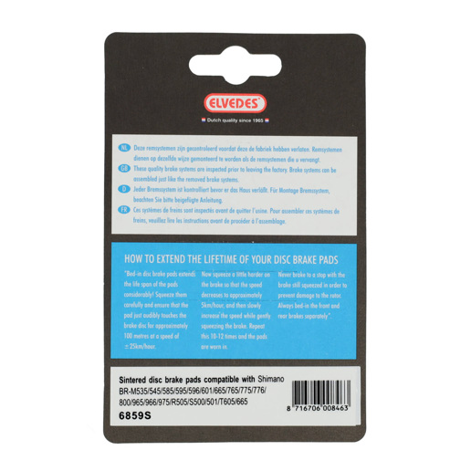 74.6859S ELVEDES Jeu de plaquettes de frein à disque fritté or