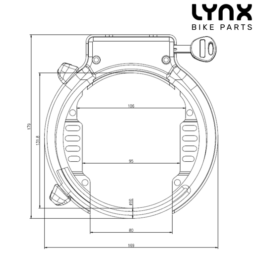 410756.OE LYNX Antivol de cadre XL ART 2 OEM <-> 95 mm