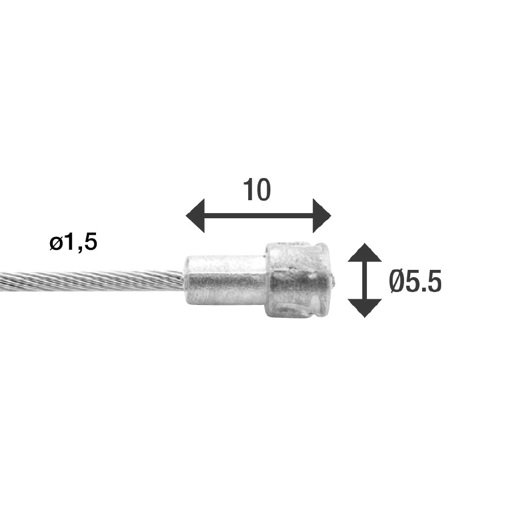 74.6411RVS-BOX ELVEDES Bremsseil innen Edelstahl 2000 mm ø 1,5 mm 100 Stück 1 × 19 ø 1,5 x 2000 / ø 5,5 × 10 mm