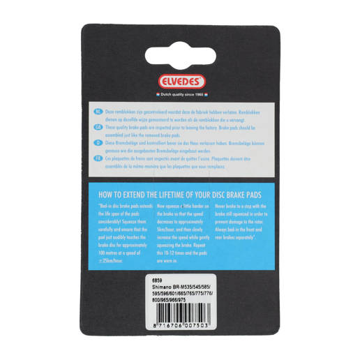 74.6859 ELVEDES Jeu de plaquettes de frein Organique Bleu