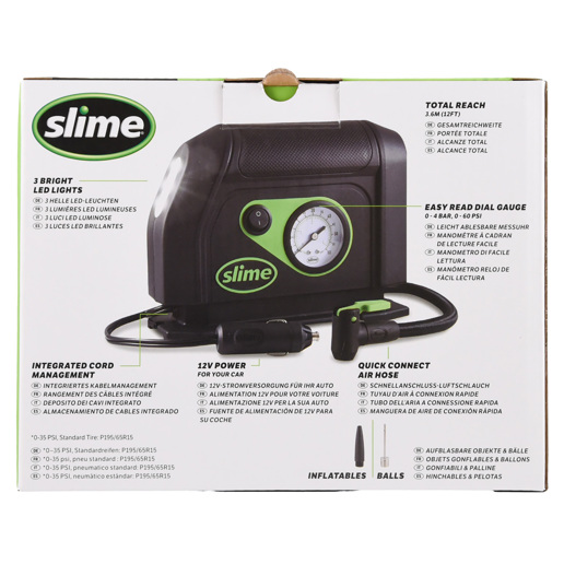 40P.40050-5 SLIME Slime 12V tyre inflator 20.5 x 8.5 x 16 cm
