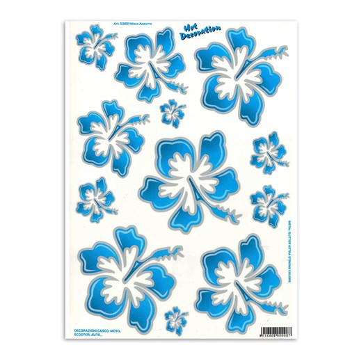 91.05322  Aufkleber-Set hawaiianische Blumen blau L 340 x 240 mm