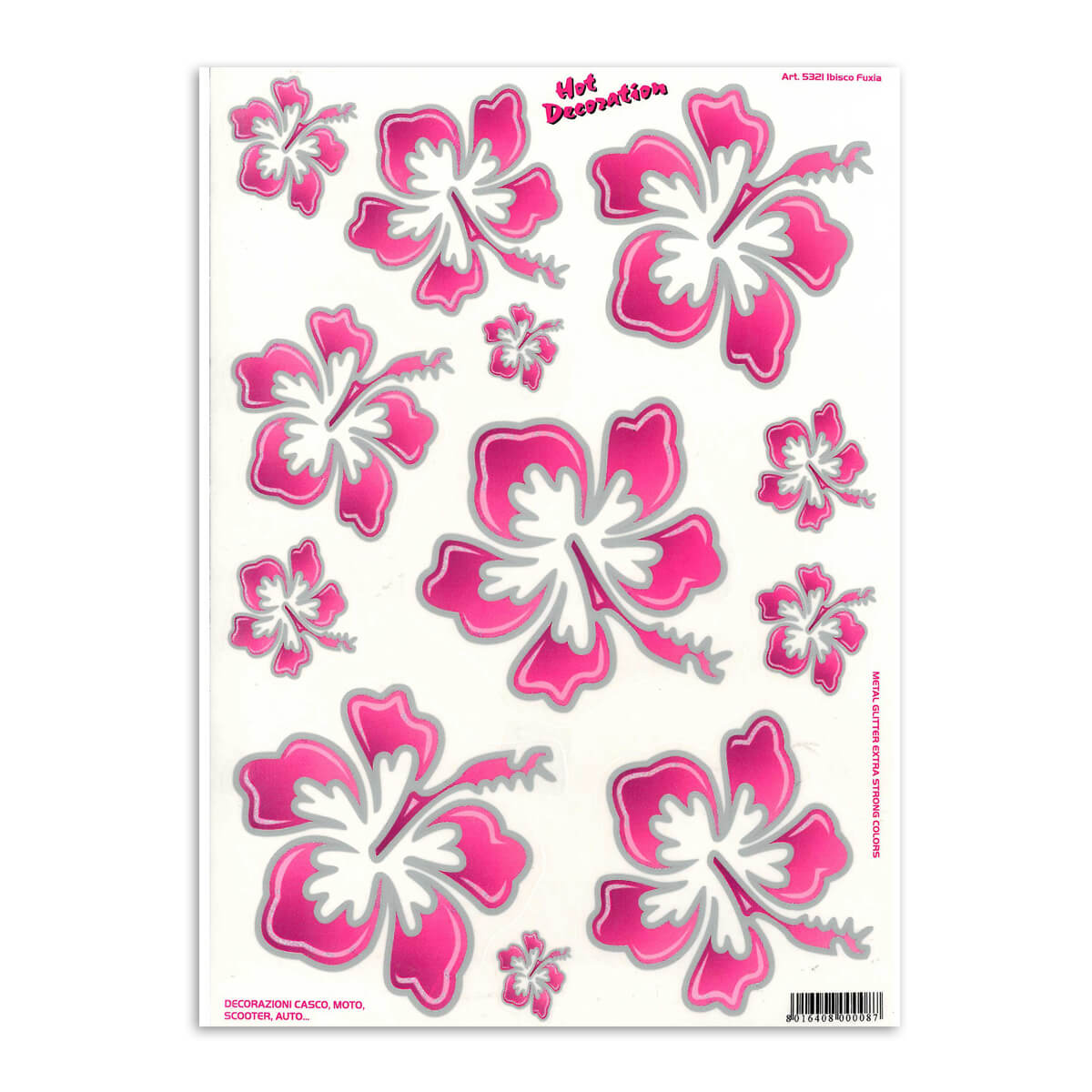 Stickerset hawaiiaanse bloemen roze L