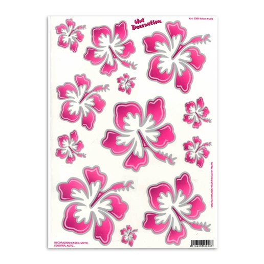91.05321  Aufkleber-Set hawaiianische Blumen rosa L 340 x 240 mm
