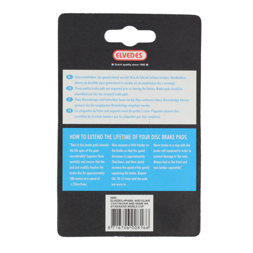 74.6890 ELVEDES Disc brake pads Organic Blue set