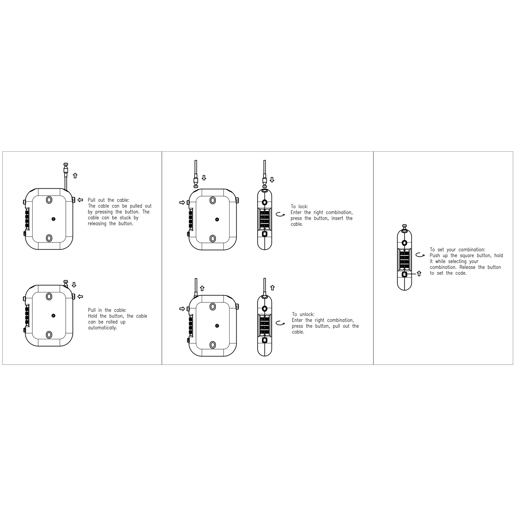 410185 LYNX Multifunctioneel kabelslot / Helmslot Pinix 90 cm x 2.5 mm