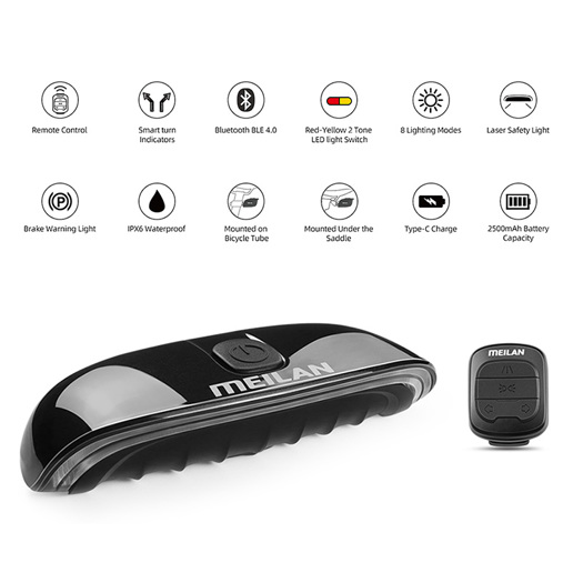 427135 MEILAN Laser achterlicht met afstandbediening USB Cute Eye