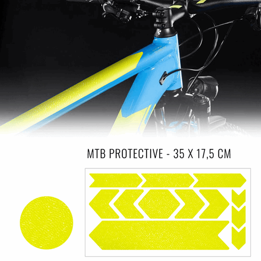 092021  Fiets frame bescherming stickerset neon geel 165 x 340 mm
