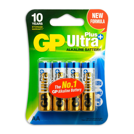430916 GP Ultra Plus Alkaline AA Batteries 4PK