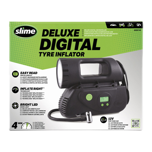 40P.40067-95 SLIME Slime Deluxe gonfleur / compresseur numérique 12V pour pneus 23 x 10 x 19 cm
