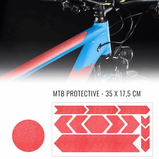092022  Fahrrad Rahmenschutzaufkleber Set Neonrot 165 x 340 mm
