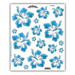092302 MERKLOOS Stickerset hawaiiaanse bloemen blauw M 240 x 200 mm