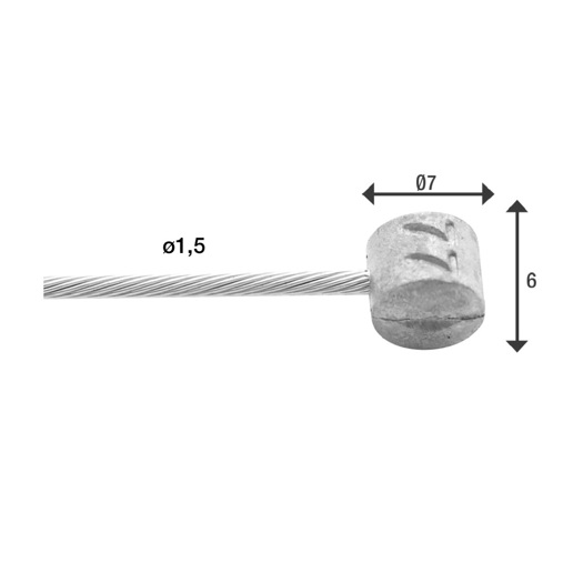 74.6426RVS-BOX ELVEDES Bremsseil innen Edelstahl 2000 mm ø 1,5 mm 100 Stück 1 × 19 ø 1,5 x 2000 / ø 7 × 6 mm
