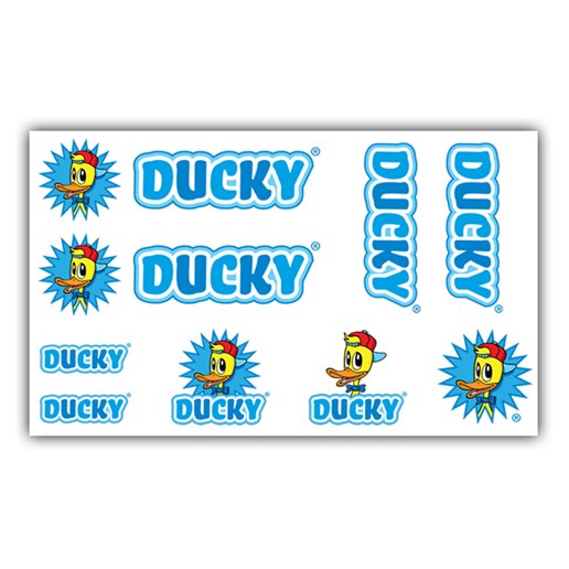 092080  Fiets frame stickerset Ducky blauw 125 x 180 mm