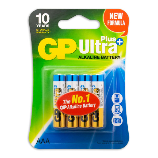 430906 GP Ultra Plus Alkaline AAA Batteries 4PK