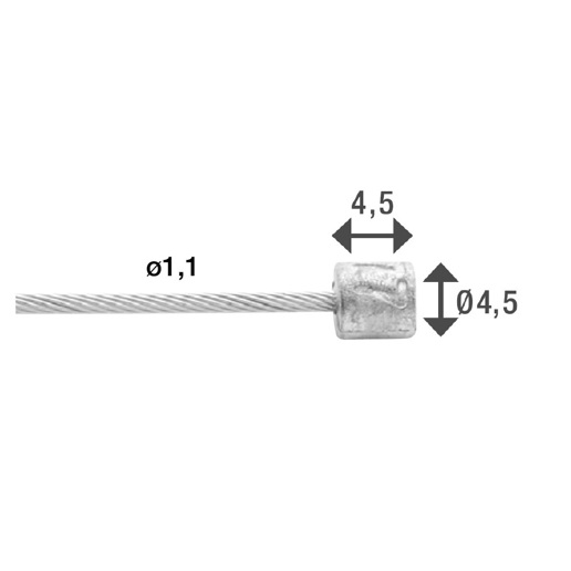74.6472RVS-SHIM-SL-BOX ELVEDES Schakel binnenkabel Slick RVS 2250 mm ø 1,1 mm 100 stuks 1 x 19 ø 1,1 x 2250 / ø 4,5 x 4,5 mm