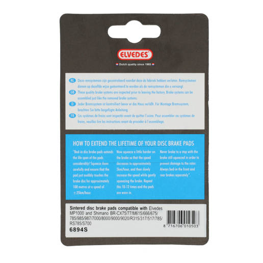 74.6894S ELVEDES Disc brake pads Sintered Gold set