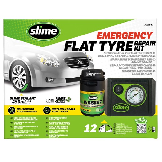 40P.050138 SLIME Slime Smart Repair Plus emergency repair kit for flat tyres 20 x 9 x 17 cm
