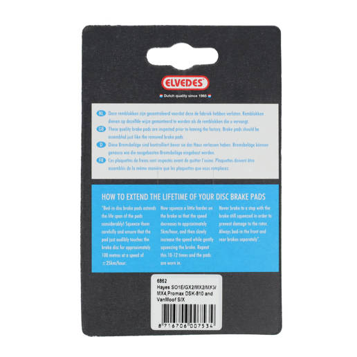 74.6862 ELVEDES Disc brake pads Organic Blue set